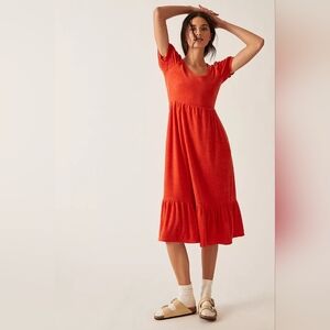 Anthropologie‎ dRA Ruth Midi Dress Orange Size Medium